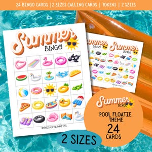 Summer Pool Floatie Bingo Game | Printable Kids Activity (24 Cards)