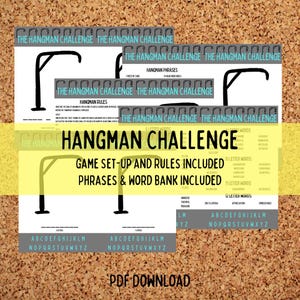 Hangman Challenge | Printable Educational Game for Kids (PDF Download ...