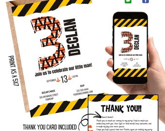 Construction Themed Birthday Party | Birthday Party for Boys | Construction Party Invitations | Digital Invitation | Digital Template