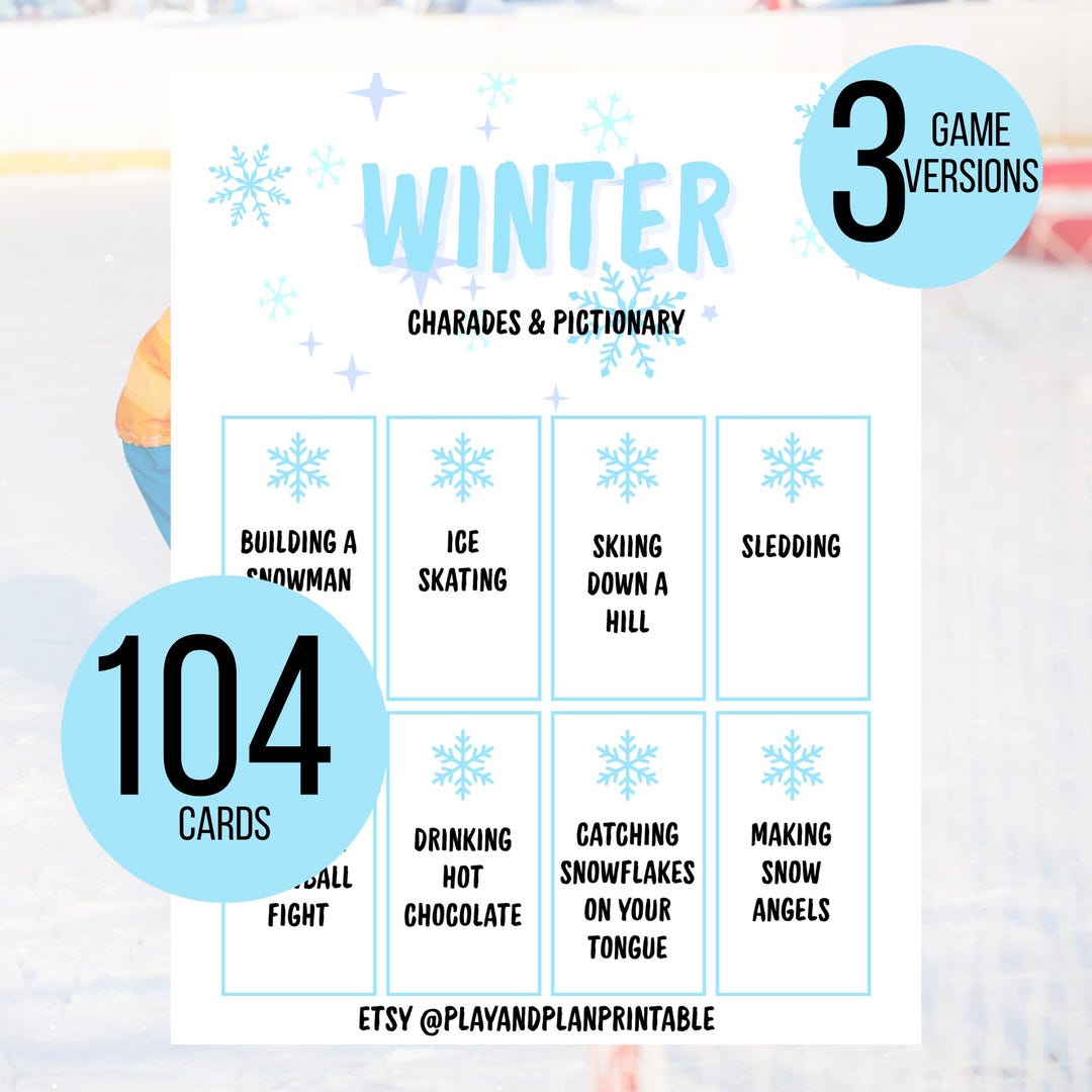 Winter Charades & Pictionary Game: Family Fun (PDF Download) - Etsy ...