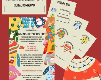 Ugly Sweater Party Invitation: Editable Christmas Party Games (Digital Download)