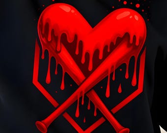 Retro Baseball Drip PNG, Valentine's Design (Digital Download)