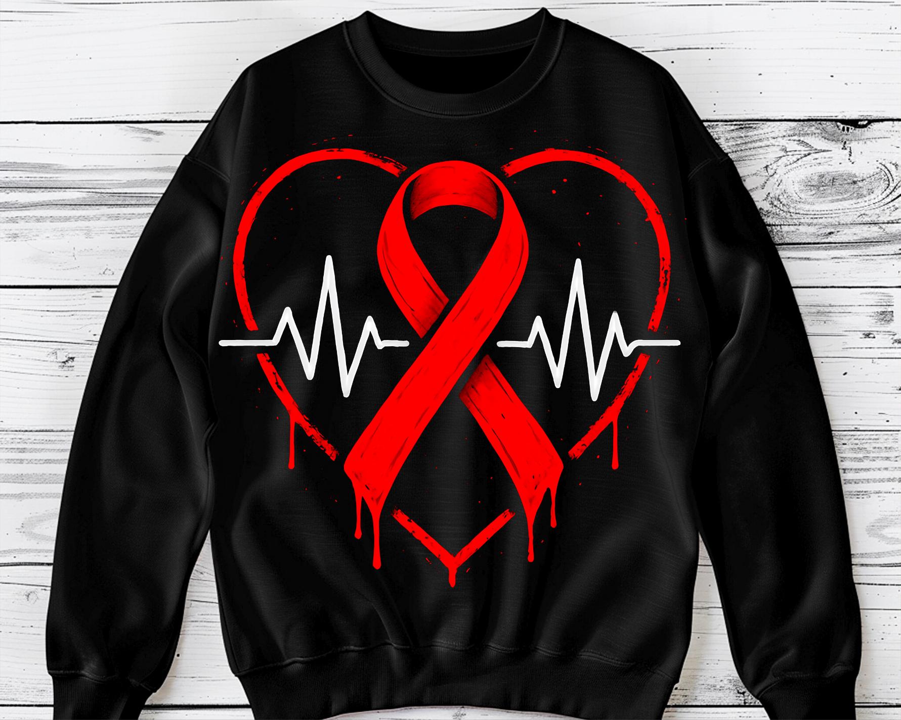 Heart Disease Awareness Ribbon PNG, Retro Heartbeat Design (digital ...
