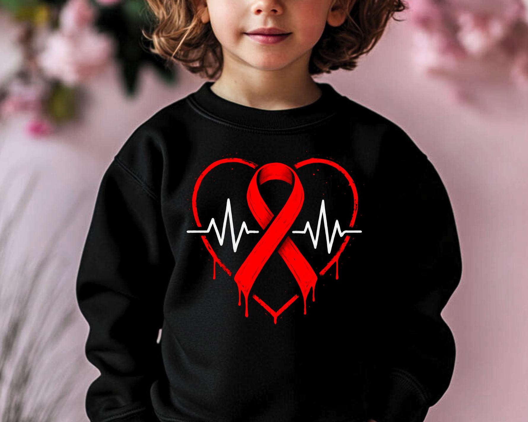 Heart Disease Awareness Ribbon PNG, Retro Heartbeat Design (digital ...