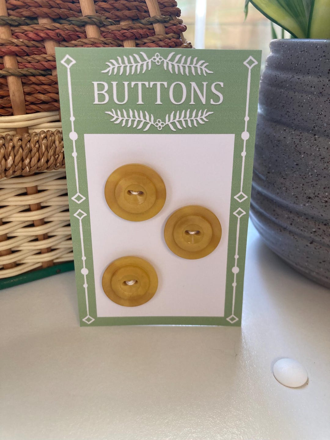Yellow Button Set Vintage Butterscotch Yellow Button Set, Vtg Set of 3 Plastic Two Hole 7 ...