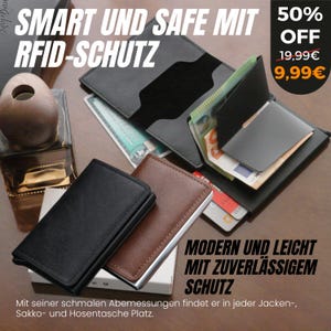 Portmonnaie Slim Wallet Kreditkartenetui mit RFID Schutz, Kartenhalter Geldbörse