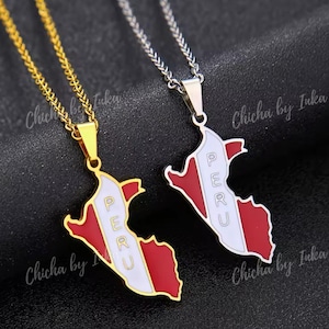 Collier carte péruvienne – Célébrez vos racines avec des bijoux élégants fabriqués à la main | Cadeau parfait pour les voyageurs et les amateurs de culture