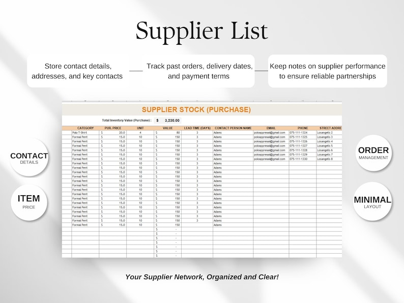 Inventory Tracker Excel Template, Small Business Stock Management Etsy