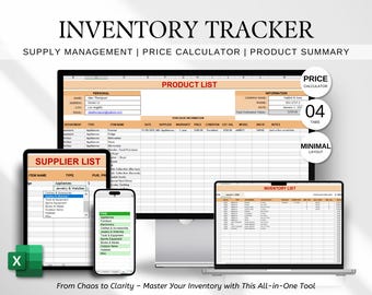 Inventory Tracker Excel Sheet, Small Business Inventory Management (Digital Download)