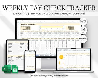 Weekly Paycheck Budget Tracker, Excel & Google Sheets (Digital Download)