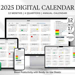 2025 Excel Calendar, Excel Monthly Calendar 2025, Task Tracker Excel, Excel Calendar Spreadsheet, Excel Smart Calendar, Excel Template