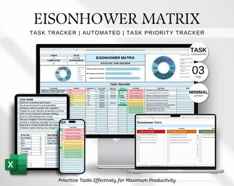 Hoja de Excel de la Matriz de Eisenhower: Rastreador de Prioridad de Tareas (Descarga Digital)