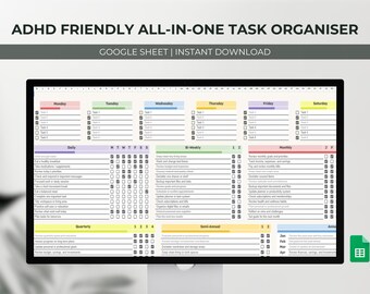 To Do List Task Tracker Spreadsheet, To Do List Planner Google Sheet, Weekly Biweekly Monthly Organization Task Management, Instant Download