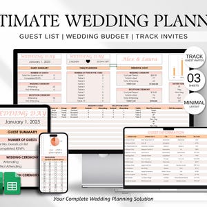 Wedding Planner Template, Google Sheet Wedding Budget Tracker, Excel Wedding Budget, Wedding Itinerary, Wedding Planner Spreadsheet
