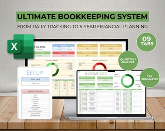 Ultimate Bookkeeping Spreadsheet, Small Business Bookkeeping Google Sheet Accounting Template, Easy Bookkeeping Income And Expense Tracker