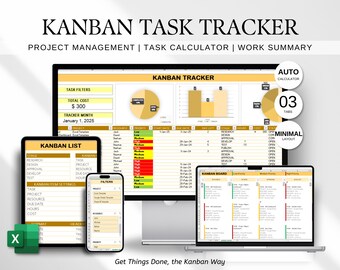 Kanban Excel Sheet: Task & Project Tracker (Digital Download)