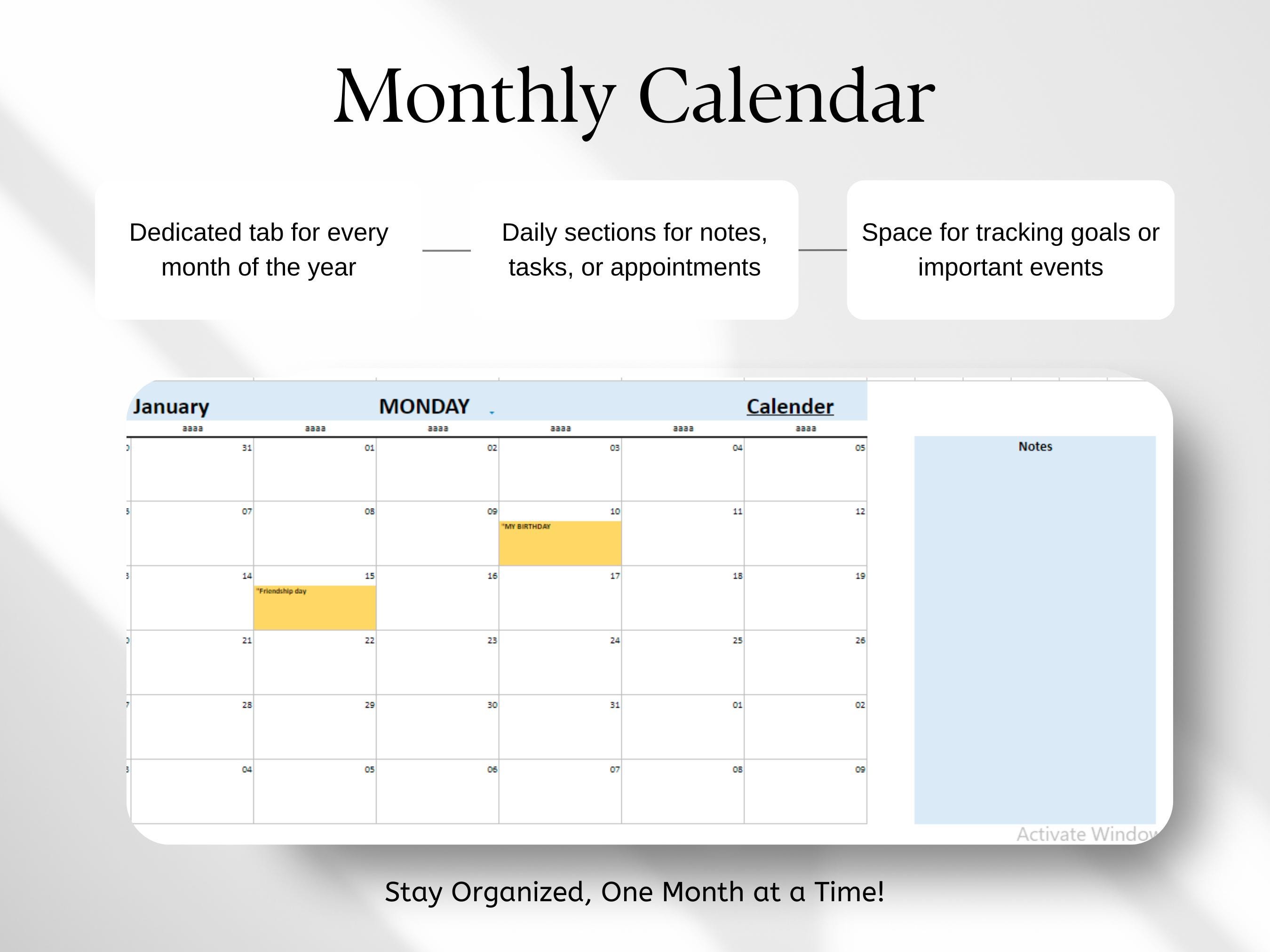 EXCEL CALENDAR 2025 visual data 6