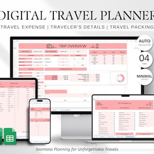 Travel Planner Excel, Travel Planner Spreadsheet, Digital Holiday Plan, Digital Trip Itinerary Template, Itinerary Template Google Sheet