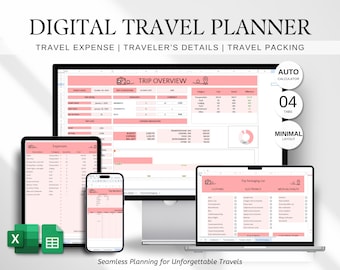 Digitaler Reiseplaner, Excel Tabelle, Google Tabelle (PDF)
