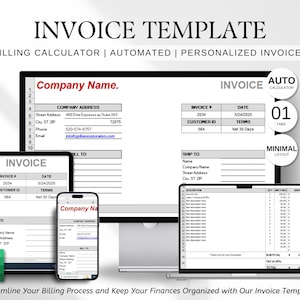 Excel Invoice Template, Modern And Professional Invoice Template, Microsoft Excel Business Invoice, Invoice Template, Digital Download