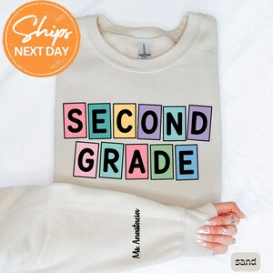 Custom Second Grade Teacher Sweatshirt, Personalized 2nd Grade Teacher Sweatshirt, Second Grade Teacher Crewneck, Second Grade Squad Hoodie