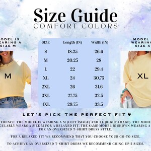 a women's size guide for comfort colors