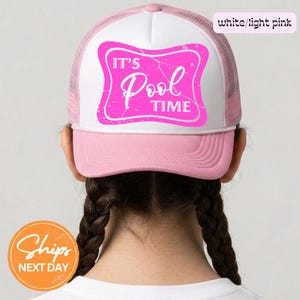 Retro Pool Time Trucker Hat, Summer Day Drinking Hat, Beach And River Party Cap