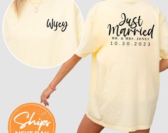 Just Married Graphic Tee, Just Married Est Shirt, Romantic Just Married Tee, Bride Shirt For Wedding Day, Wedding Celebration Shirt