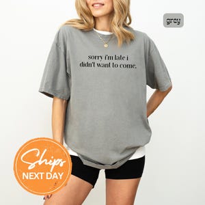 Sorry I&#39;m Late I Didn&#39;t Want To Come Tee, Sarcastic Graphic Tee, Humor Statement Shirt, Introvert Graphic Tee, Funny Casual Shirt
