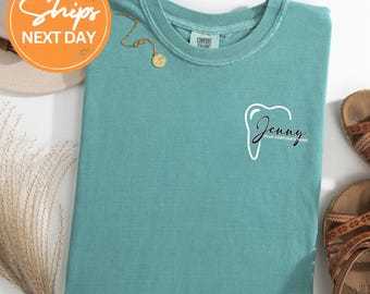 Custom Dental Office Shirt, Personalized Comfort Colors Dentist Team Tee, Dental Staff Gift