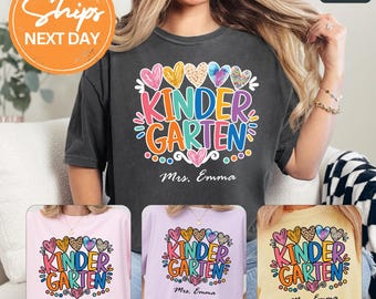 Personalized Kindergarten Teacher Shirt, Custom Teacher Name Tee, Back To School Gift