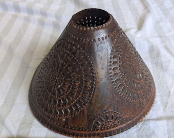 Punched Tin Rustic Lamp Shade 10.5" Wide 5.5" Tall  2" Top