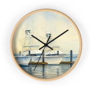 Docked Wall Clock, Coastal Decor, Boat Clock, Waterfront Home Gift, Maritime Wall Art, Sea Inspired Timepiece
