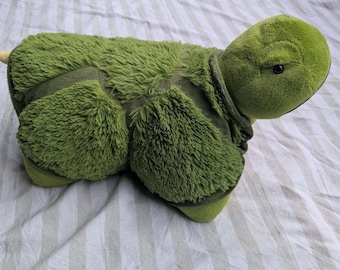 Pillow Pets Tardy Turtle Plush 2009 Large Soft 18” X 14" Stuffed Animal Toy