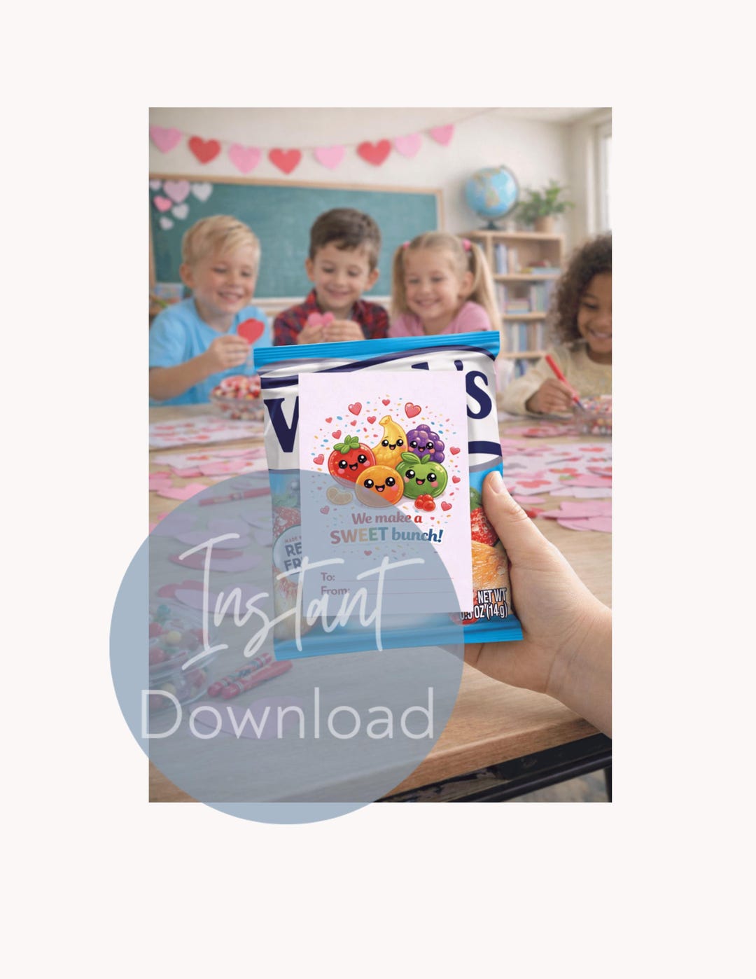 Printable Fruit Snacks Kids Valentine's Day Class Exchange Cards ...