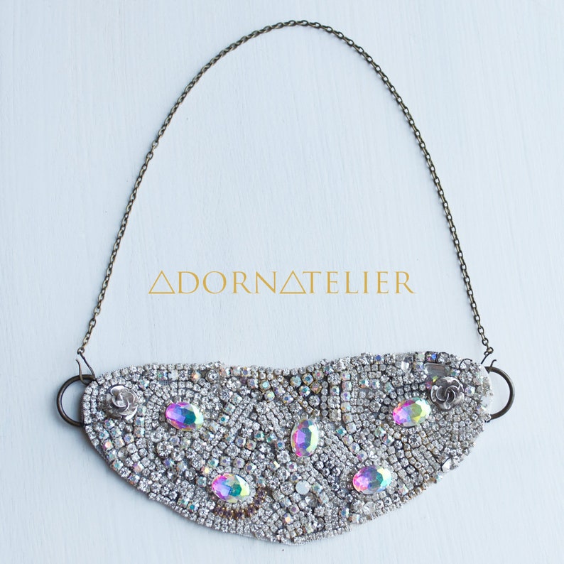 Elaborate Rhinestone Bib Collar Necklace