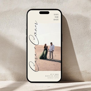 Electronic Save The Date Template with Photo, Modern Save The Date, Minimalist Save The Date Digital Download, Text Message Save The Date