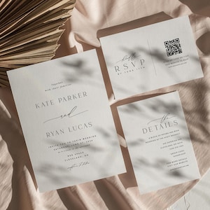 Modernes Hochzeitseinladungsset, minimalistisches Hochzeitseinladungsset, elegante bearbeitbare Vorlagen, Hochzeitseinladung, sofortiger Download | Käthe
