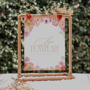 Floral Bridal Shower Sign Template, Petals and Prosecco Shower Signs, Pink Shower Bubbly Brunch, Spring Bridal Shower Instant Download