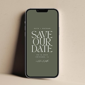 Plantilla electrónica para guardar la fecha, plantilla digital moderna para guardar la fecha, descarga digital minimalista para guardar la fecha, mensaje de texto para guardar la fecha