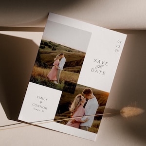 Modern Minimal Photo Save the Date Editable Template, Printable Save The Date, Multiple Photos Save Our Date, DIY Date Announcement Instant
