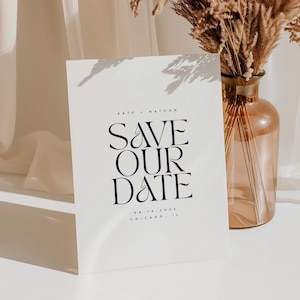 Modern Minimal Save the Date Editable Template, Printable Save The Date, Bold Font Save Our Date, DIY Wedding Announcement Instant Download