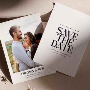 Modern Save the Date Template Minimalist Wedding Announcement Editable Digital Clean Typography Customizable Printable Instant Download