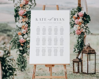 Elegant Wedding Seating Chart Template: Minimalist Design (Instant Download)