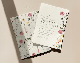 Wildflower Bridal Shower Invitation, Boho Love is in Bloom Invite, Editable Printable Modern Floral Bridal Digital Template