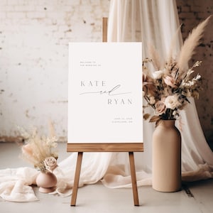 Minimalist Wedding Welcome Sign Template, Modern Welcome Wedding Sign, Editable Custom Wedding Signage, Printable, INSTANT Download | Kate