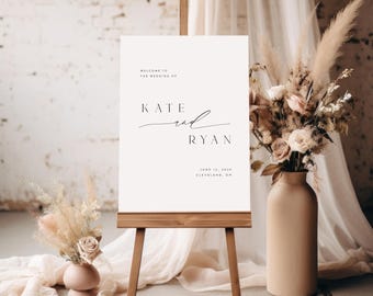 Minimalist Wedding Welcome Sign Template, Modern Welcome Wedding Sign, Editable Custom Wedding Signage, Printable, INSTANT Download | Kate