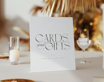 Minimalist Cards and Gifts Sign, Simple Gift Table Sign, Modern Wedding Sign, Elegant Script Sign Printable Editable Template | Blake