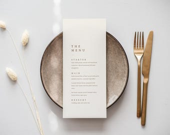 Wedding Menu Template Download, Custom Monogram Menu Template, Wedding Menus, Minimalist, Printable Modern, Dinner Menu, Instant Download