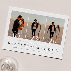 Moderne Save The Date Vorlage Foto Collage, Hochzeitsansage Save The Date Karte mit Fotos, Save The Date bearbeitbare digitaler Download